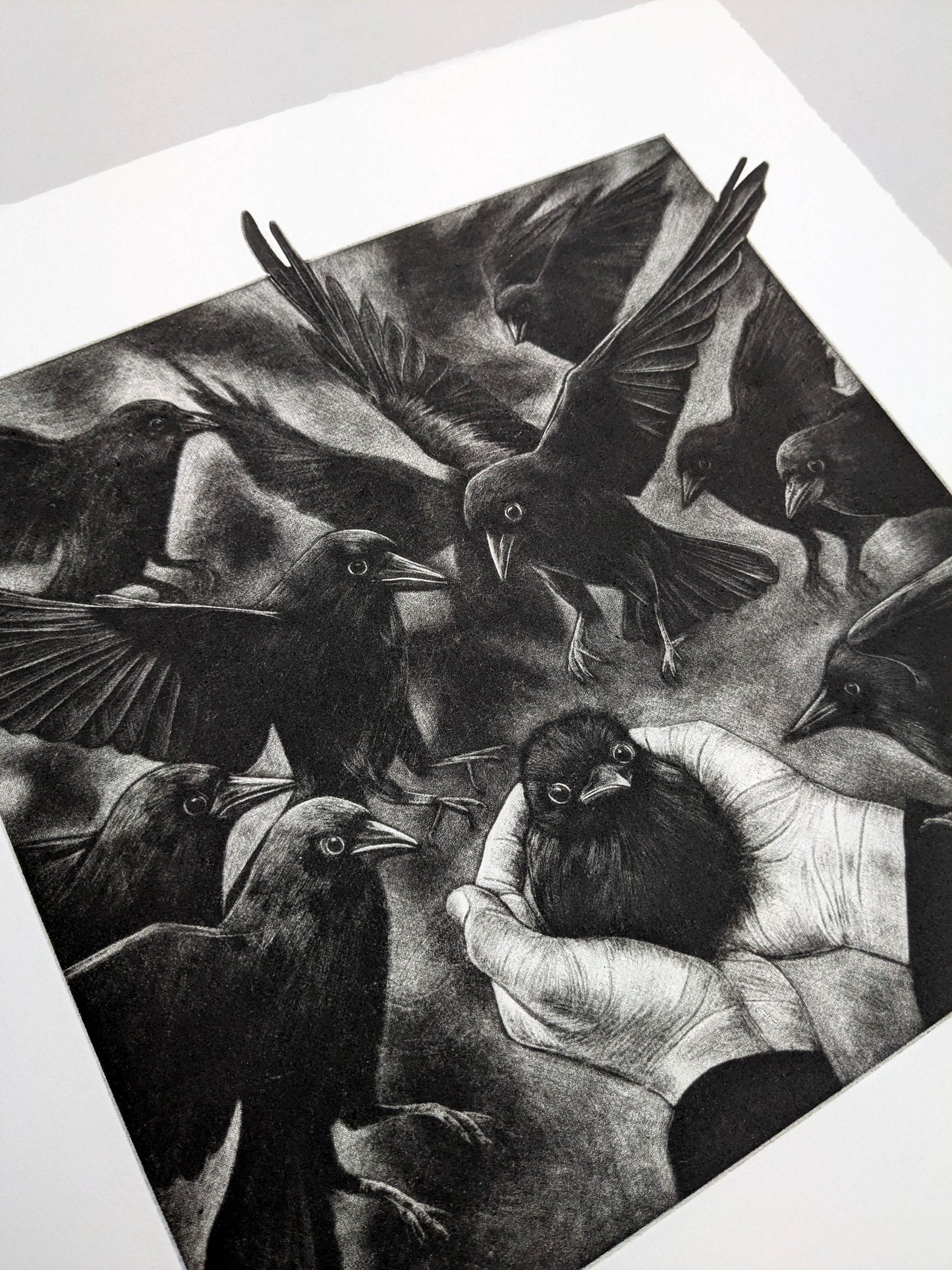 In Their Keeping - Original Mezzotint and Debossing