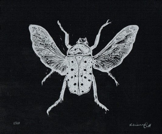 Silver Scarab - Limited Edition Linocut Print