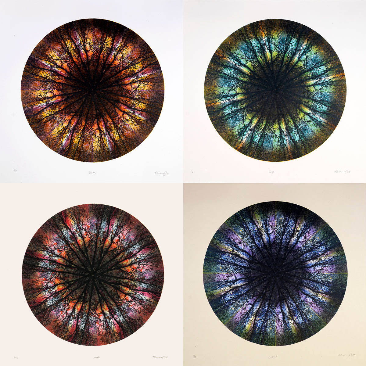 Dawn, Day, Dusk & Night – Complete Quadriptych Set (4 Screenprints)