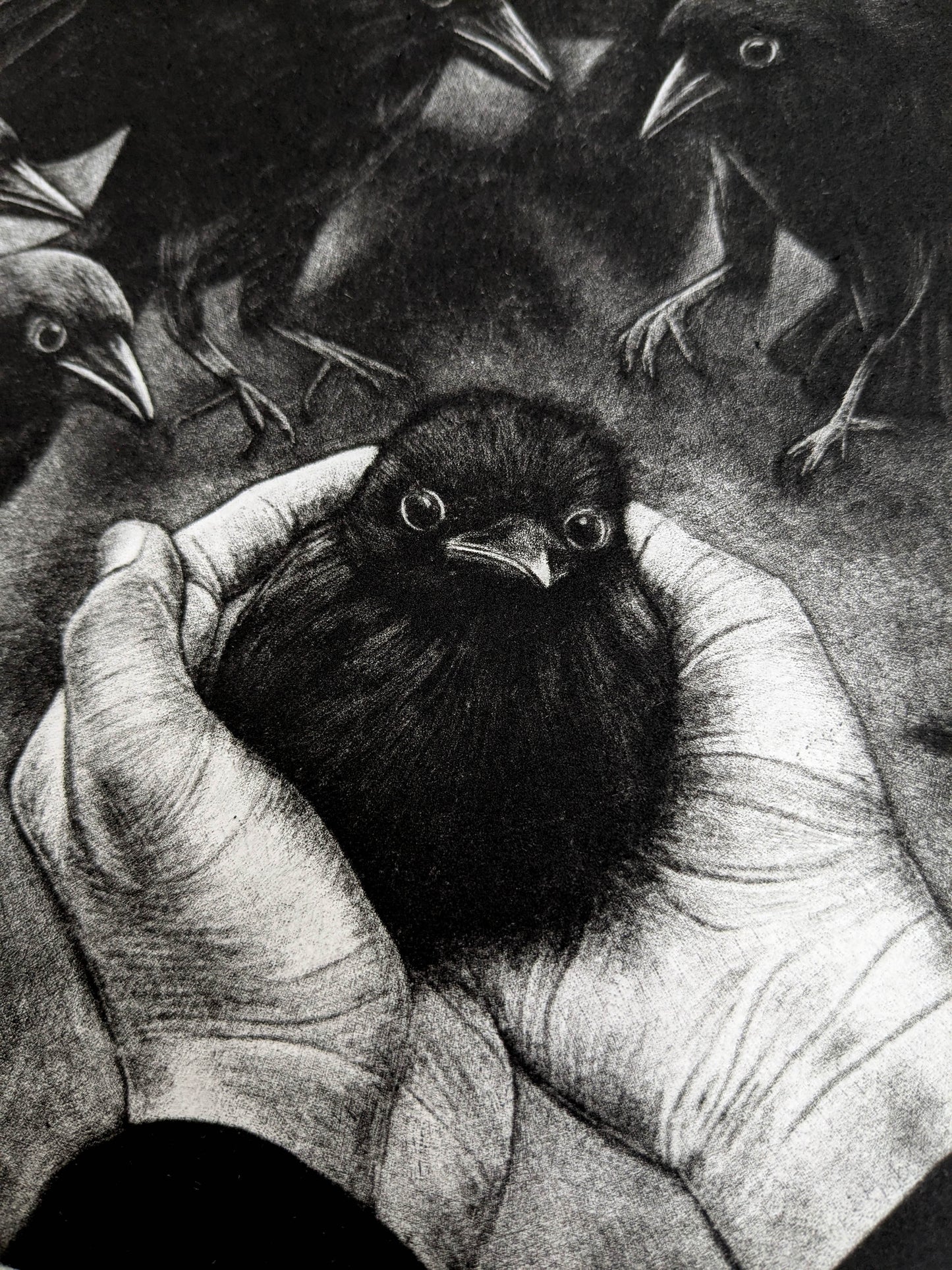 In Their Keeping - Original Mezzotint and Debossing